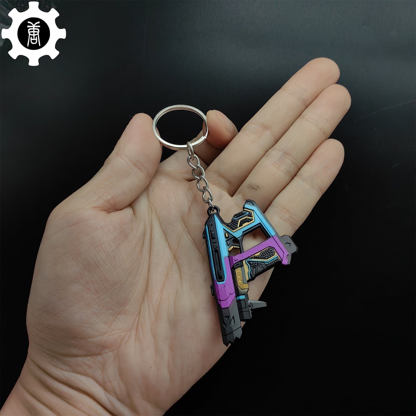 Small Glitchpop Frenzy Gun Metal Keychain