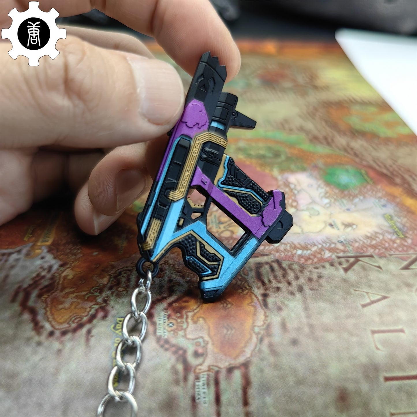 Small Glitchpop Frenzy Gun Metal Keychain