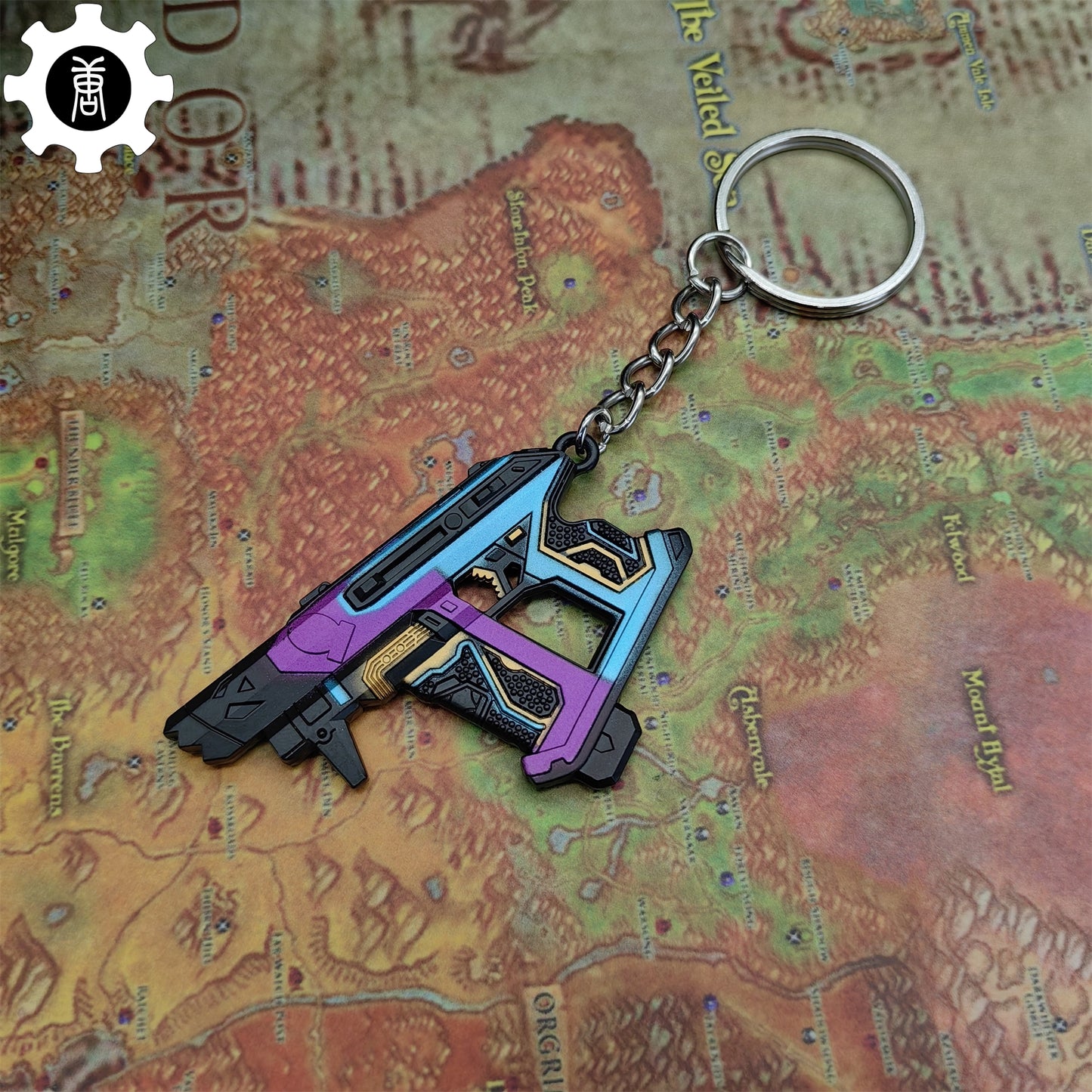 Small Glitchpop Frenzy Gun Metal Keychain