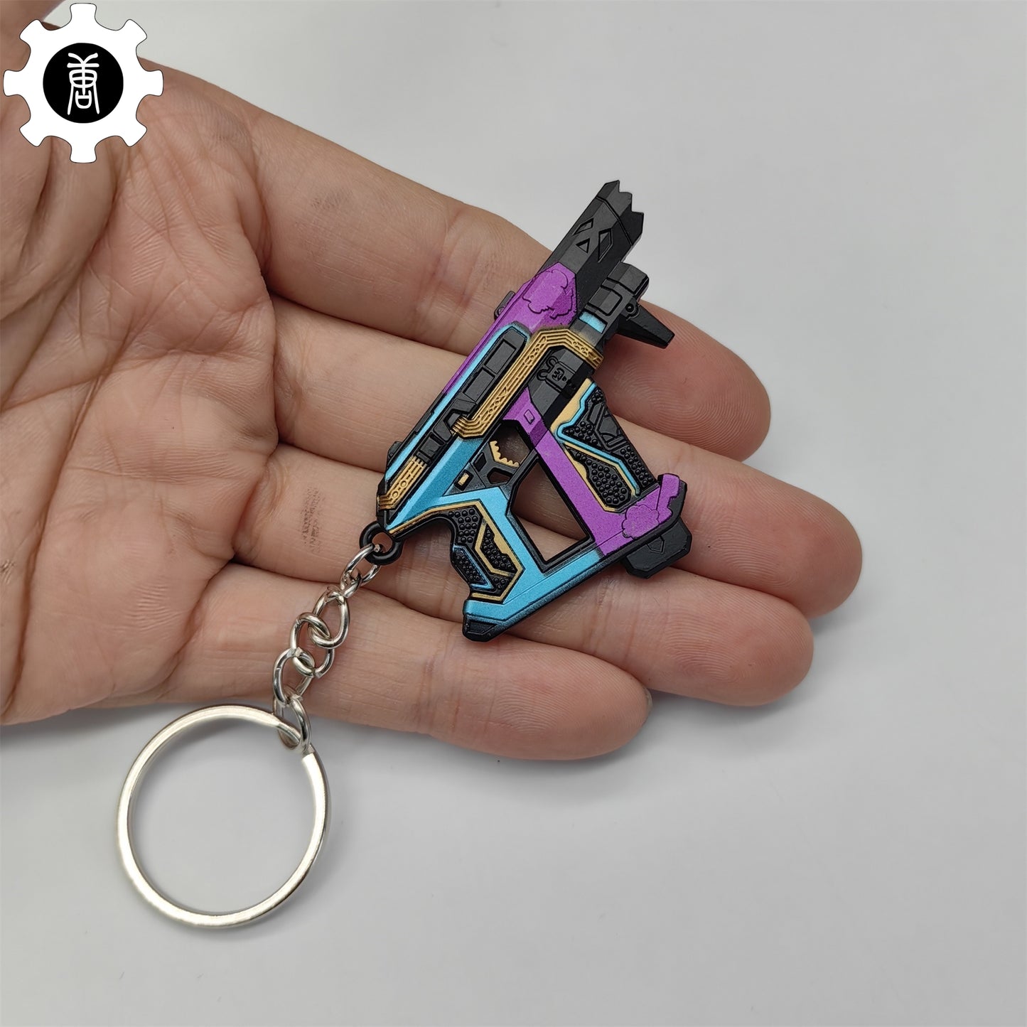 Small Glitchpop Frenzy Gun Metal Keychain