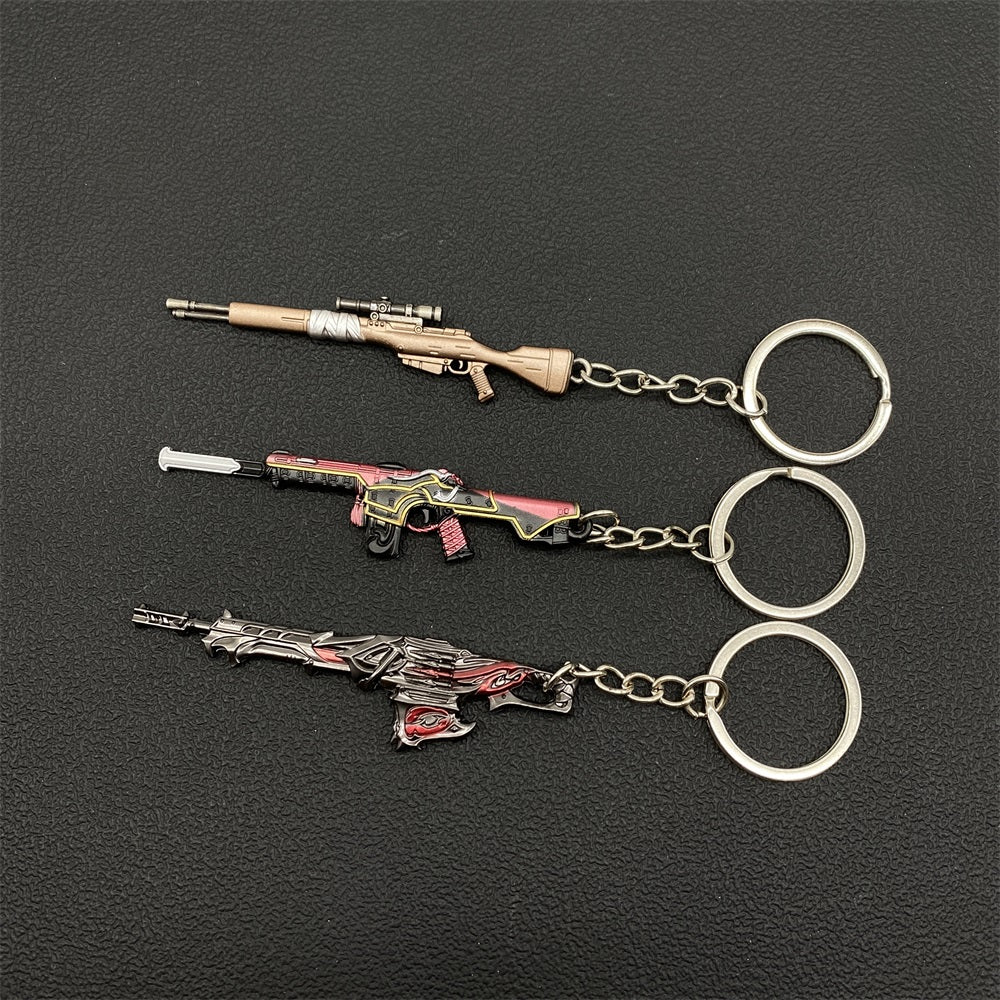 Metal Material Cool Game Weapon Keychains Bag Pendant 3 In 1 Pack