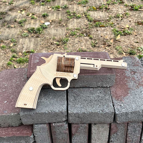 Assembled Revolver Wooden Rubber Band Gun Model Kit – Leones Marvelous ...