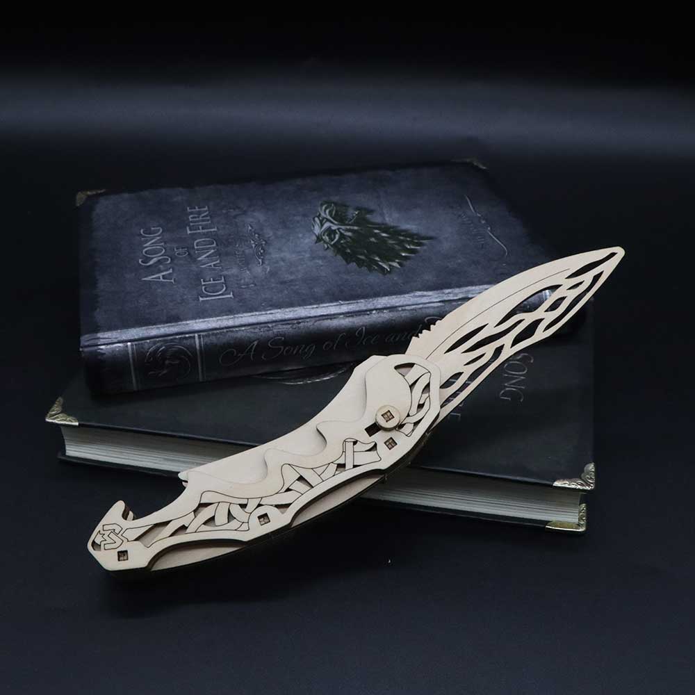 Cool 3D Folding Knife Puzzle Wooden Folding Knife Model Kit Fake