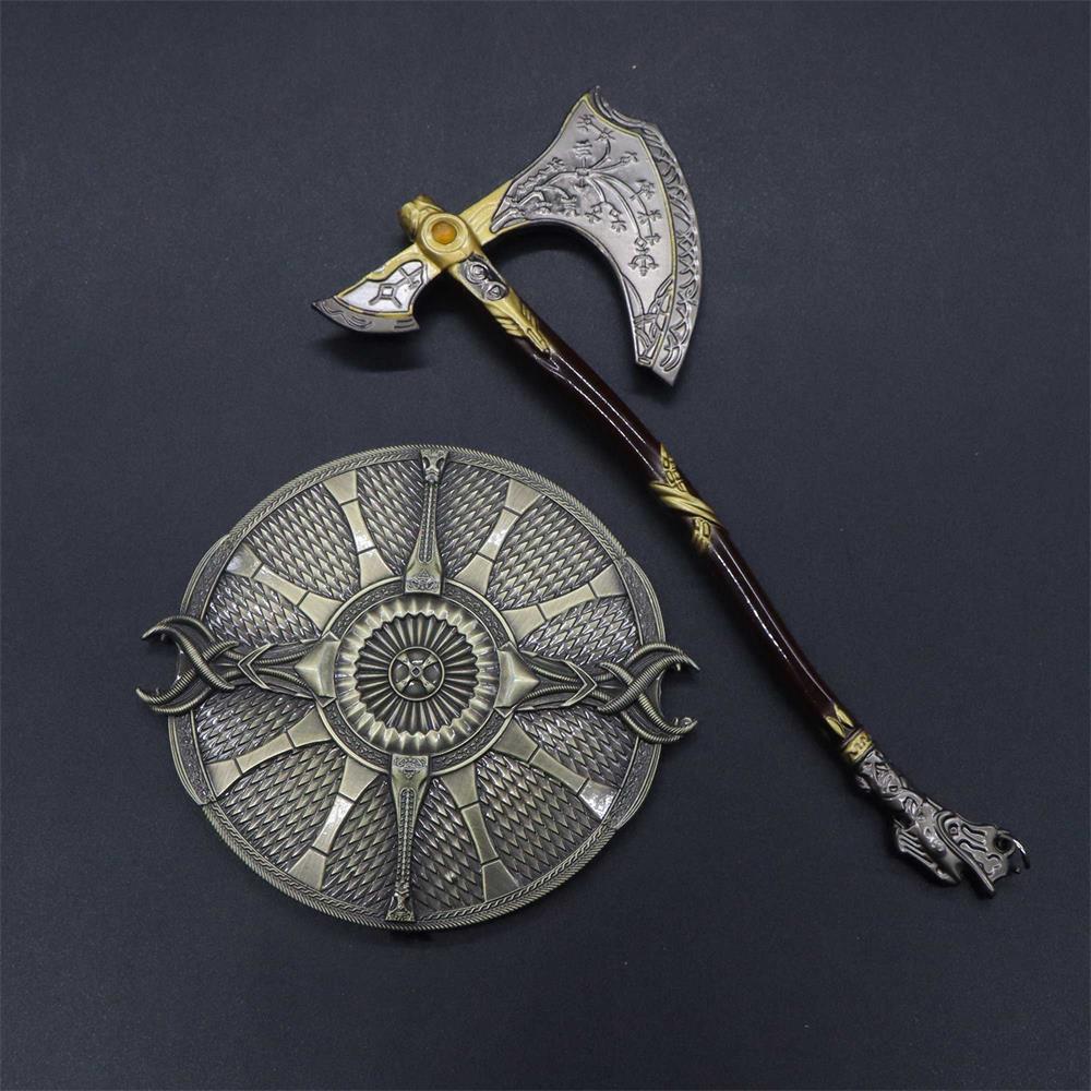 Metal Kratos Leviathan Axe Guardian Shield Replica Display Model 