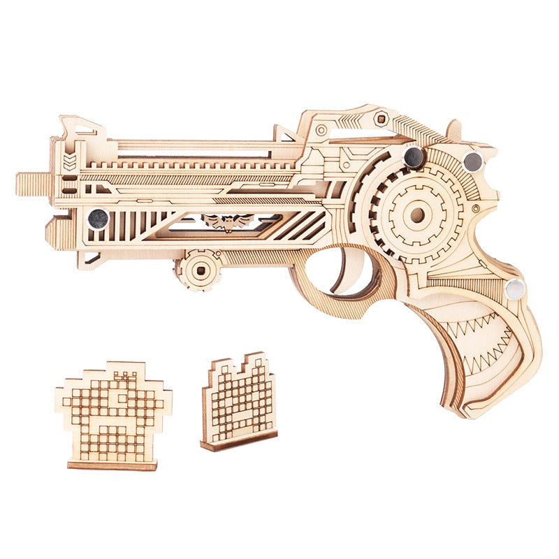 3D Wooden Puzzle Woodcraft Assembly Kit Hunting Wolf Eagle Train Dragon  Rubber Band Gun For Boy Christmas Gift – Leones Marvelous Items