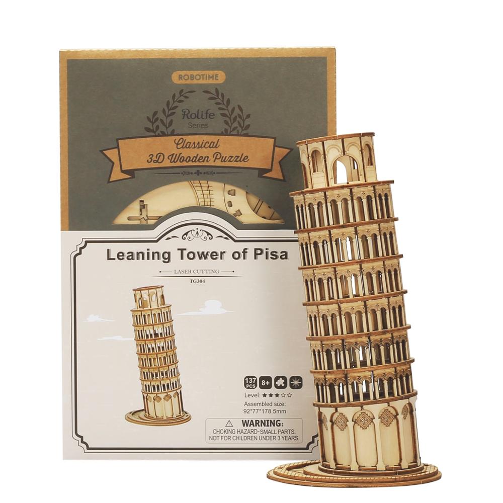 Diy 3D Tilting Step Tower Popular Wood Puzzle Kit Present